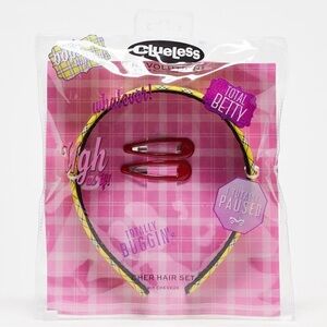 Clueless × Revolution “Cher” 3-Piece Headband & Hair Clip Set — Yellow Plaid